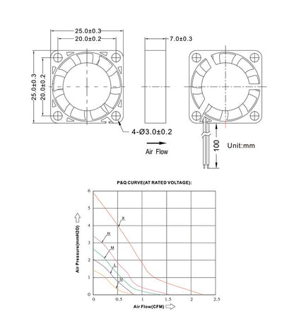 NEW DC 3v 5V 2507 25x25x7MM  25MM Cooling Fan 11000RPM 2.5cm Mini Cooling Fan With 2pin