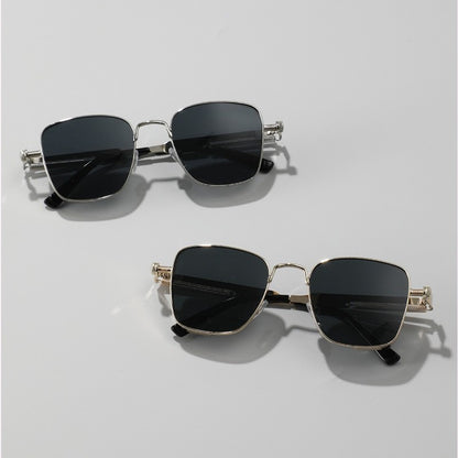 Óculos de Sol Masculinos Vintage Steampunk Quadrados Armação de Metal com Dobradiças de Mola Óculos Modernos para Motoristas Femininos
