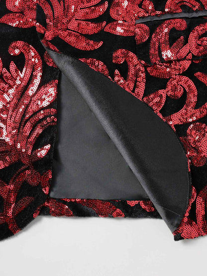 Shiny Sequin Embellished Single Button Stage Performance Outerwear in Blue Gold Green Purple Options for Men's Red Suit Jacket