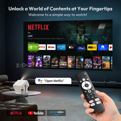 Projetor Inteligente XGODY N6 500 ANSI Netflix Oficial Beamer 4K Nativo 1080P Whale OS WiFi Bluetooth HDMI Home Theater