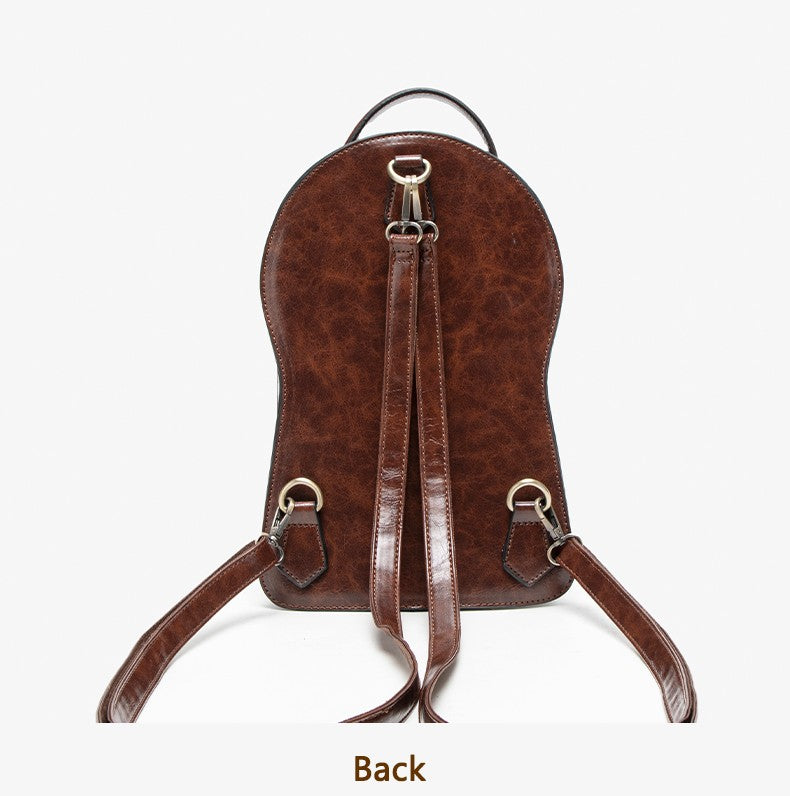 Vintage Clock Backpack, Clock-Style Fashion Shoulder Bag, Crossbody Backpack, Trendy Cool Clock Design, Large-Capacity Multifunctional Travel Bag, British Style Vertical Party Backpack, Waxed Leather Three-Dimensional Bag, Holiday Gift for Christmas
