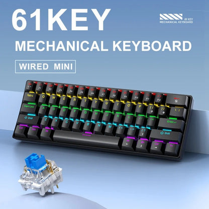 Teclado Mecânico com Fio Portátil APAYADO K61 60% com Fio 61 Teclas RGB Fantasma