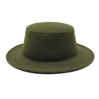 Autumn Winter Kids Felted Fedoras Hats for Boys Girls Solid Imitation Woolen Flat top Jazz Caps Childs Formal Dress Hats