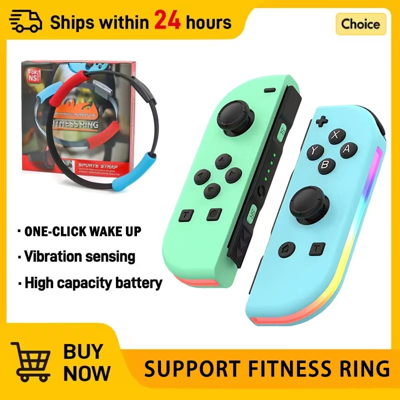 Wireless Switch L/R Controllers Hall Joystick RGB Colorful Light BT 5.3 Wake Up Six-Axis Vibrating Joypad For Switch/Lite/Oled