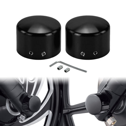Capas de Porca do Eixo Dianteiro Preto/Cromado para Harley Softail Dyna Street Road Glide