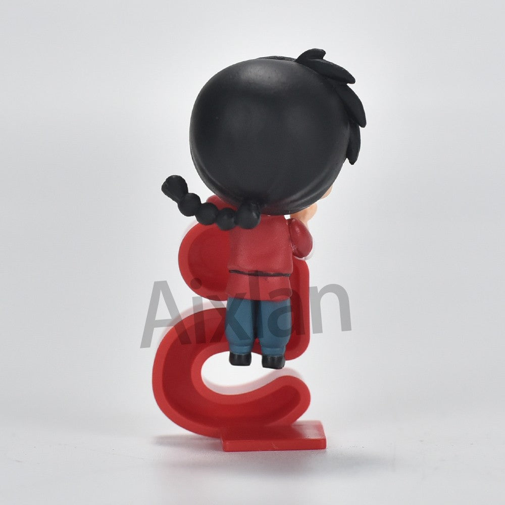 Aixlan 4 Peças Ranma 1/2 Figura Ranma Tendou Akane Versão Q Fofo PVC Boneco de Ação Anime Presente de Natal Estatueta Colecionável