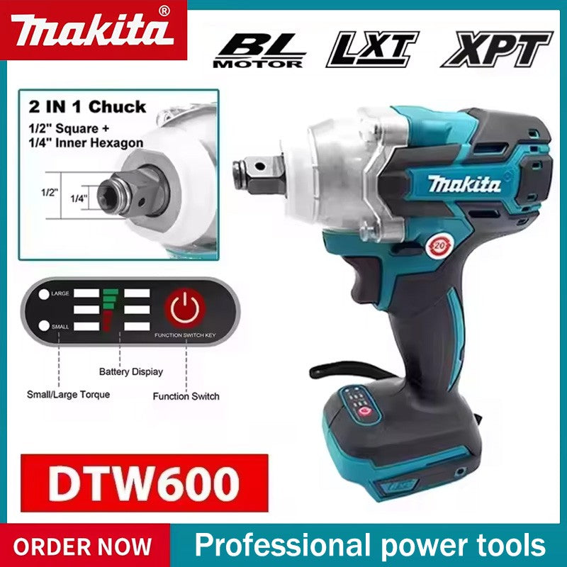 Makita DTW600 3100IPM Chave de Impacto Sem Fio 18V 1/2 Pol. Parafusadeira Sem Escova Chave de Fenda Elétrica Recarregável Ferramenta para Serviço Automotivo