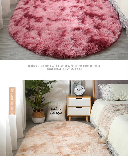Tie-Dye Oval Living Room Rug Comfortable Soft Home Decor Floor Cushion Sofa Eend Table Bedroom Fluffy Non-Slip Plush Bed Rug