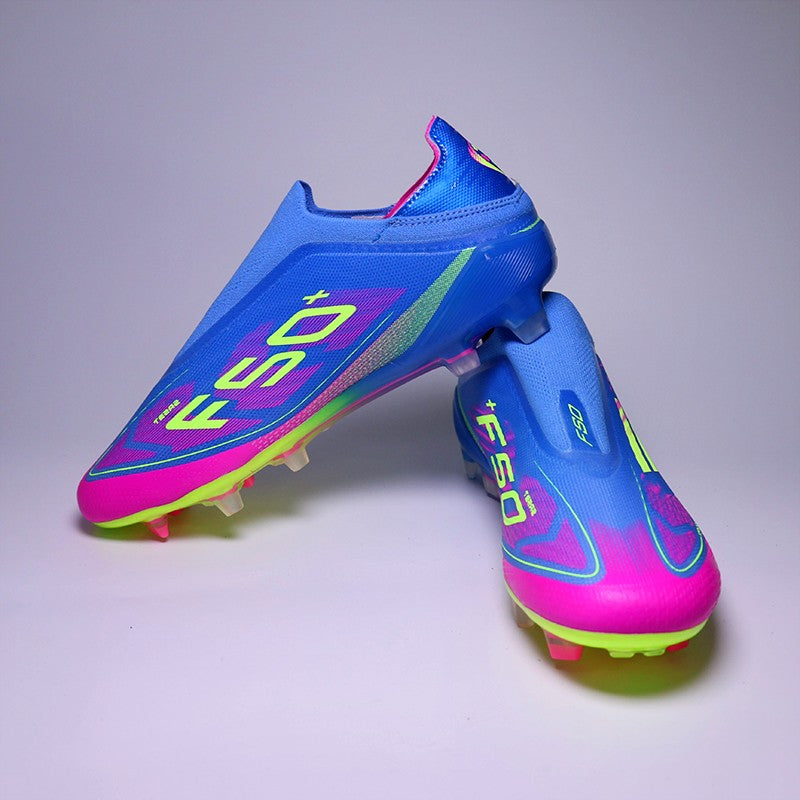 SLIP-ON Mens Soccer Shoes Non-Slip Turf Soccer Cleats for Youth  Without-Lace TF/FG Training Football Boots Chuteira Campo 35-45