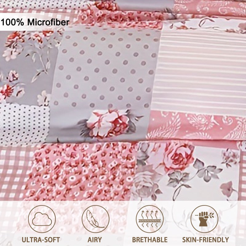 3pcs Splicing floral Pattern Duvet Cover Set, Soft Skin-Friendly Bedding Set Includes 1 Duvet Cover And 2 Pillowcases