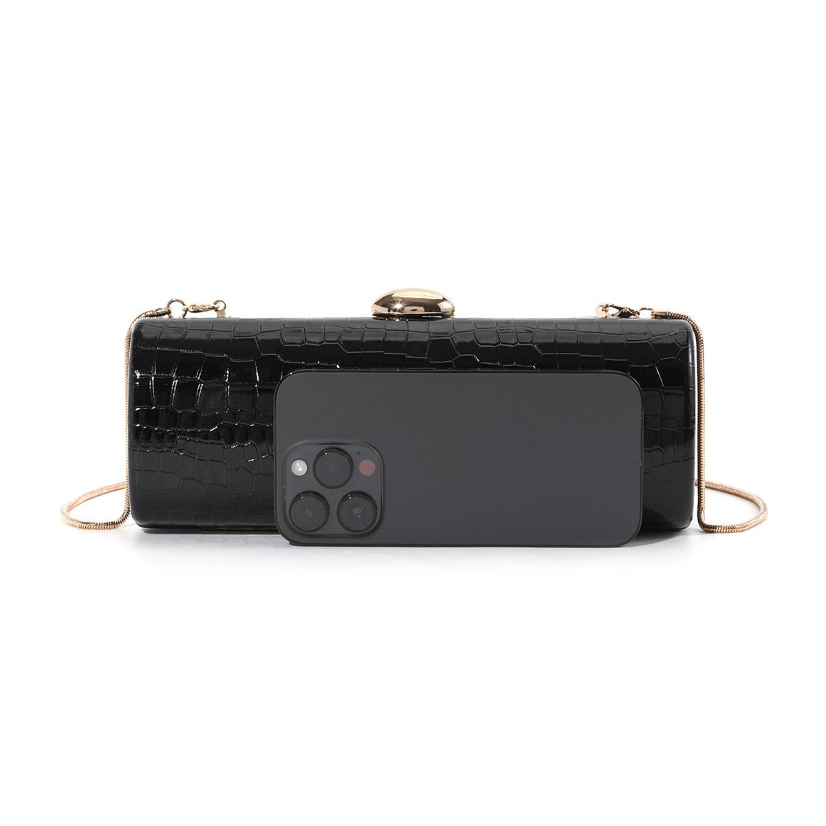 Vintage Long Box Clutch Bag Women Brown Crocodile Pattern Wallets Gold Metal Chain Handbag Designer Luxury Evening Party Purse