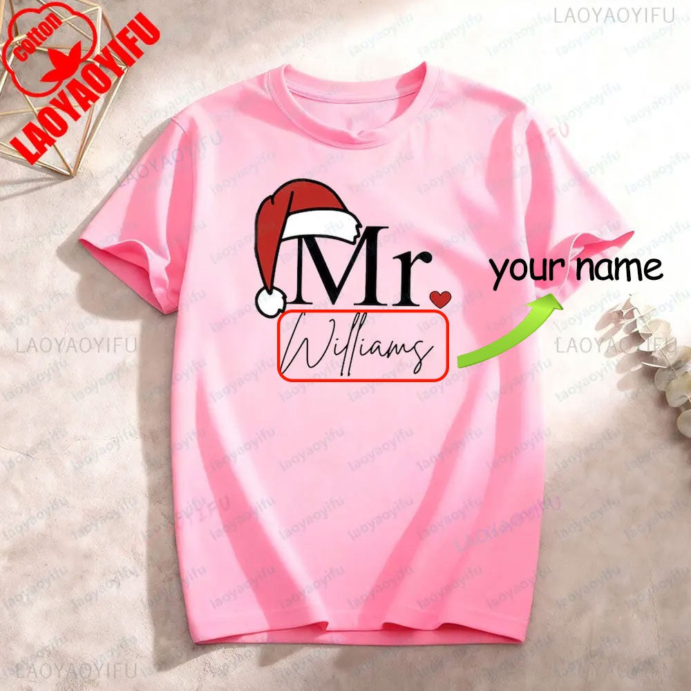 Matching Mr & Mrs Christmas Shirts Personalized Holiday Couple Tees Christmas Couple Costumes Merry Christmas Men Women Tshirt