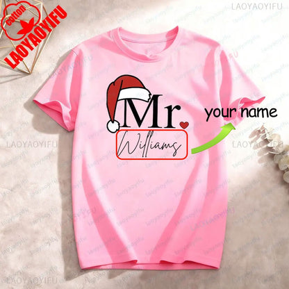 Matching Mr & Mrs Christmas Shirts Personalized Holiday Couple Tees Christmas Couple Costumes Merry Christmas Men Women Tshirt