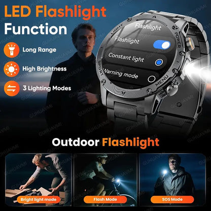 2025 T-REX3 1000mAh Grande Bateria Durável Relógio Inteligente Adulto GPS Lanterna Forte 10ATM À Prova D'água Chamada BT Smartwatch Esportivo Masculino