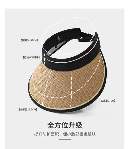 upf50+ Sunblock Sunshade New outdoor sun hat UV protection foreign air straw empty top hat