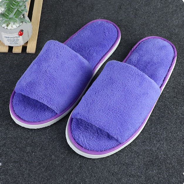 5 Pairs/Lot Winter Cotton Slippers Men Women Disposable Hotel Slippers Home Plush Slides Travel SPA Hospitality Guest Footwear