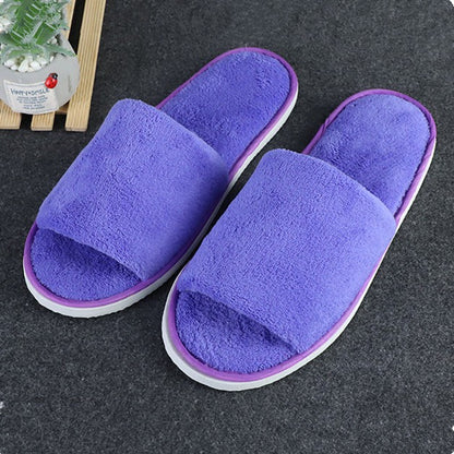 5 Pairs/Lot Winter Cotton Slippers Men Women Disposable Hotel Slippers Home Plush Slides Travel SPA Hospitality Guest Footwear