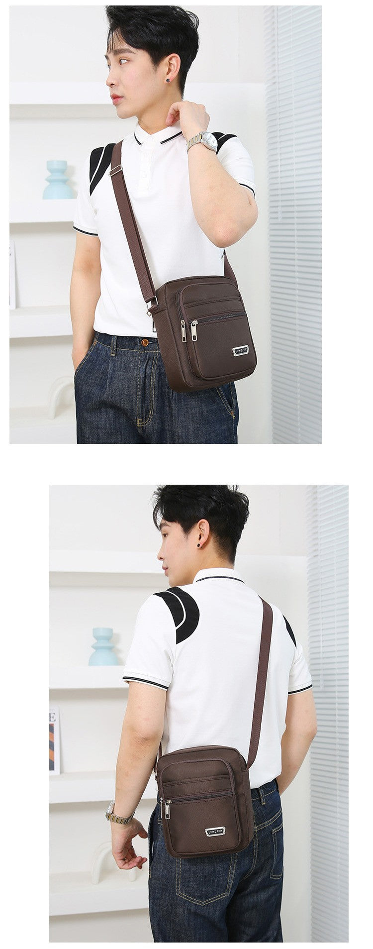 Waist Men's Crossbody Messenger Bags Male Canvas Shoulder Bags Men Handbag Chest Shoulder Belt Bag Casual Large Boy Satchel Grey
