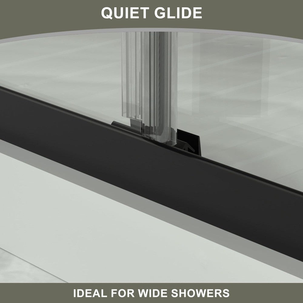 44-48" W x 72" H Semi-Frameless Sliding Shower Door, Glass Shower Door with 1/4'' (6mm) Clear SGCC Tempered Glass, Matte Black