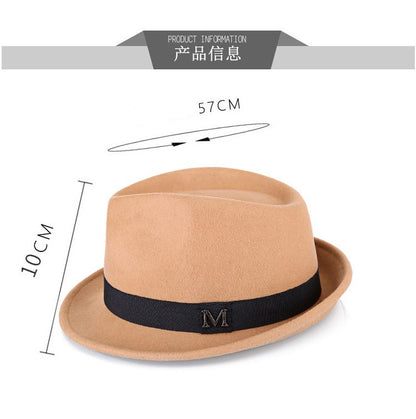 Men Winter Thick Warm Felt Fedora Hats Wool Gentleman Jazz Cap Homburg Male Classical Narrow Brim Top Hat