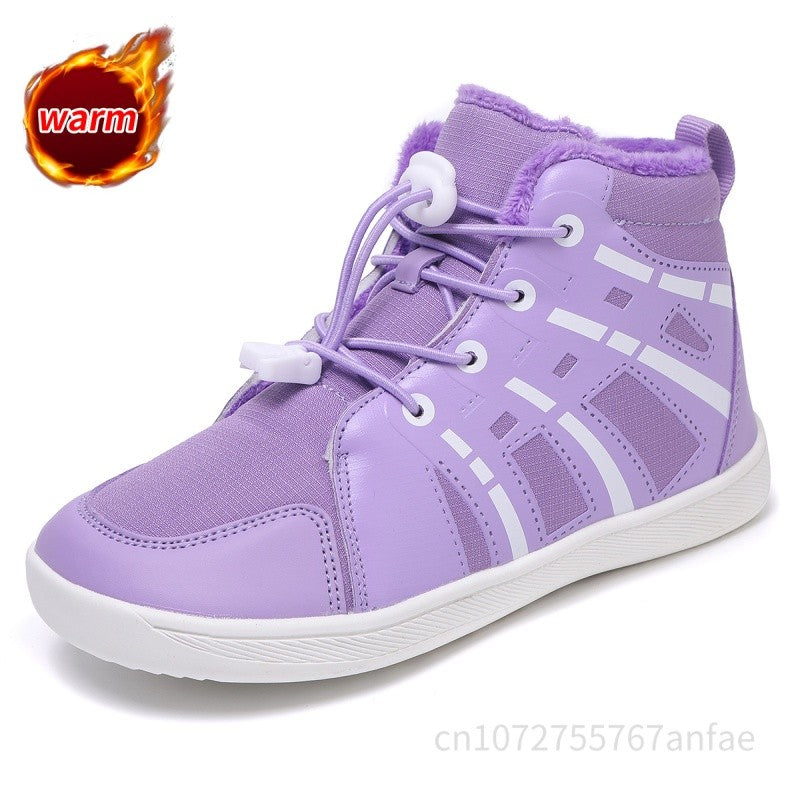 Fashion Kids Snow Boots Wide ToeBox Shoes Kid's Waterprof Barefoot Sneakers Boys Girls Warm Cotton Lightweight Non-slip Sneakers