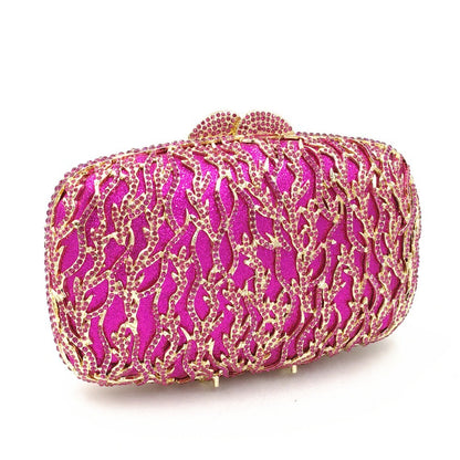 female Hollow Out Golden/black/gray Diamond Wedding Party Handbag Purse Women Crystal Clutch Evening Minaudiere Bag mom gifts