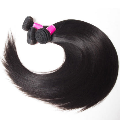 Pacotes de Cabelo Virgem Liso Brasileiro 12A, Extensões de Cabelo Humano 100% Não Processado, 14-30 Polegadas, Trama Dupla