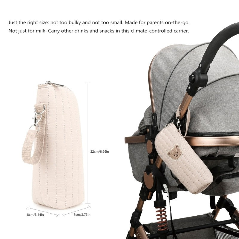 J15U Multifunctional Cotton Thermal Bottle Bag With Aluminum Insulation Design For Baby Feeding Essential Travelling