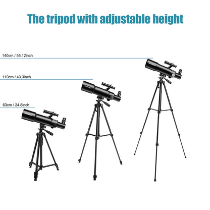 BORWOLF AZ80400 Telescópios Astronômicos para Adultos, Abertura de 80mm Montagem AZ de 400mm 200X HD para Observação da Lua, Estrelas e Pássaros