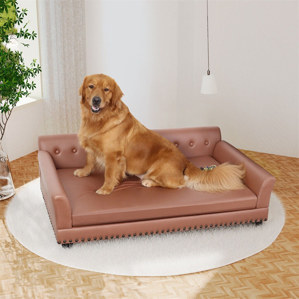 Sofá/Cama Luxuoso L-XL Elevado para Cães Grandes com Capa de Almofada Removível Móveis para Pets