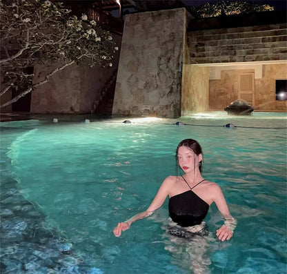 New Korean Sle Women's Bikini Sexy Bal Small Chest e Split Faionable Cross-Border Hot Spring Swimming Suit