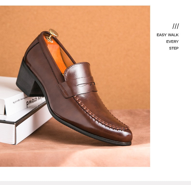 Classic Men's Dress Shoes High Heeled Casual Patry Business Leathers Shoes For Men Classic Wedding Men Formal Social Shoes Man