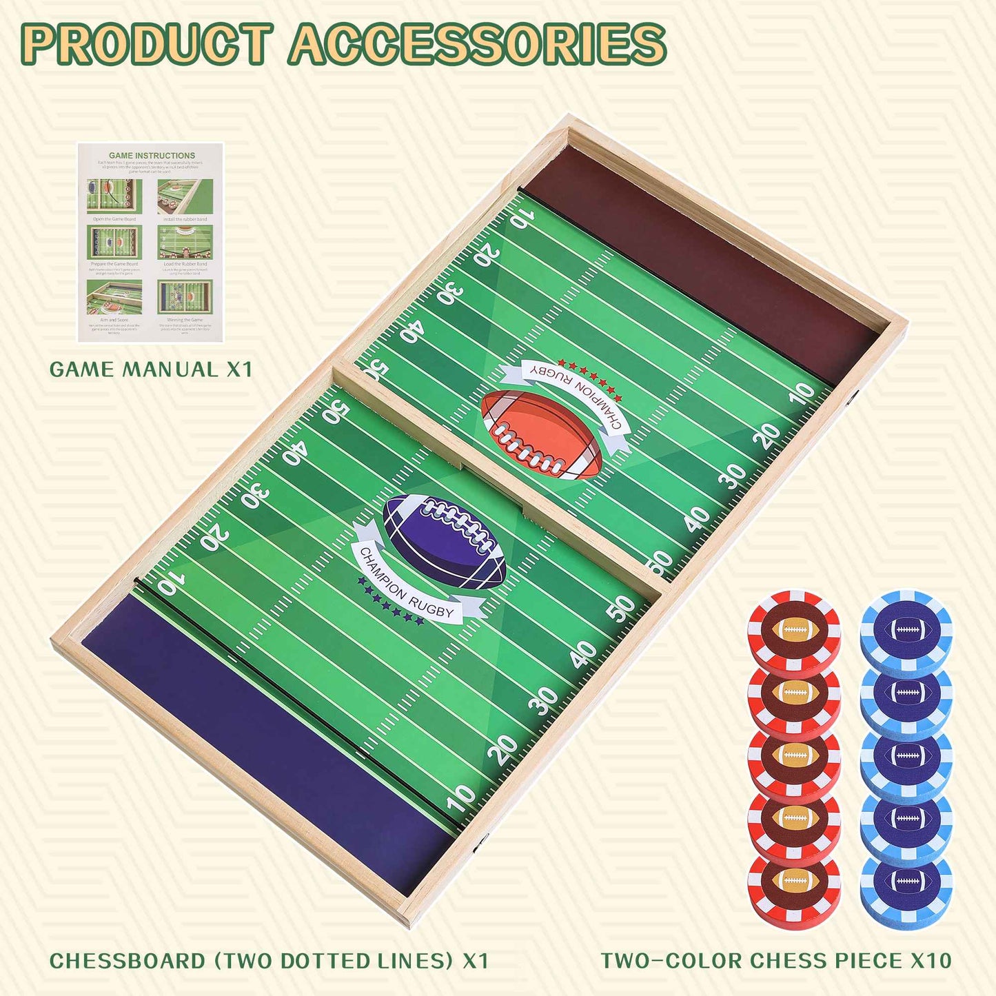 AIUAZA Rugby Fast Classic Slingshot Puck Game Wooden Air Hockey Board Games for Family Game Night or Friends Party,Table Games