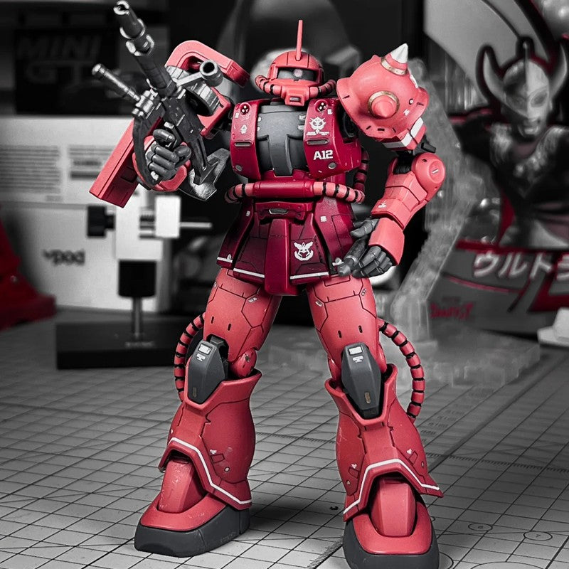 GTO Char's Zaku HG 1/144 Mech Assembly Model Kit Action Figures Desktop Decoration Doll Boys' Puzzle Toys Gift Collectible