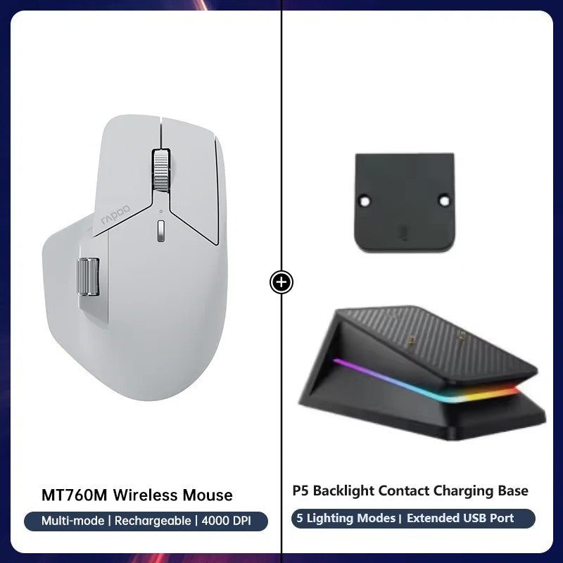 Rapoo MT760/MT760Mini Multi-mode Rechargeable Wireless Bluetooth Mouse Ergonomic 4000 DPI Support Up to 4 Devices Office Mice