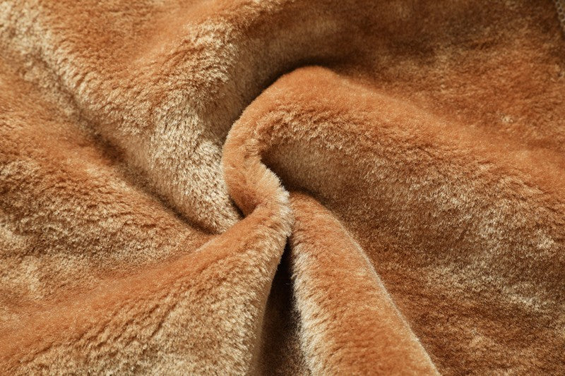 Winter Men's Suede Leather Coat High Quality Thick Fleece Warm Leather Jacket Fashion Turn Down Collar Male Loose Casual Coats