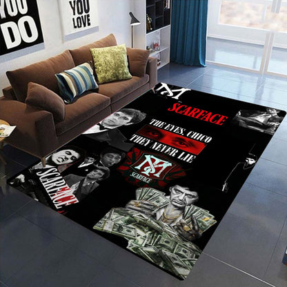 Retro S-Scarface Themed NonSlip Carpet for Living Room Sofa Decor Modern Rug Floor Mat for Men Bedroom Durable Area Rugs