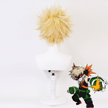 Anime My Hero Academia Bakugou Katsuki Bakugo Curto Linho Loiro Resistente ao Calor Baku no Hero Perucas de Fantasia cosplay