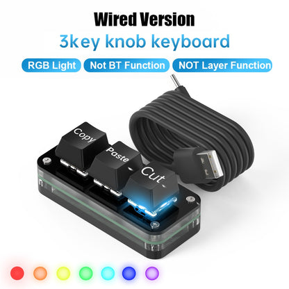 Teclado Macropad Programável Macro RGB Mini Hot Swap para Jogos Personalizável com Knob Teclas Red Switch 3 Teclas Knob para Photoshop Multimídia