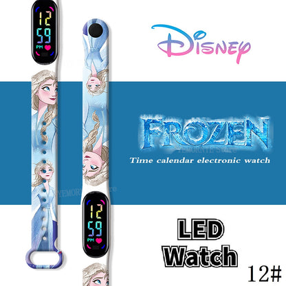 Disney Frozen Digital Kids' Watches Anime Figures LED Luminous Watch Touch Waterproof Electronic Sports Watch Kids Birthday Gift