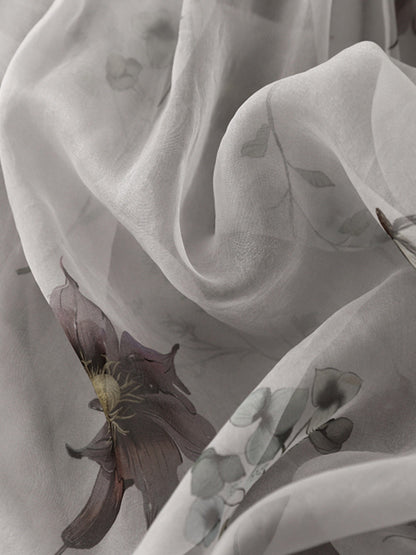 Retro Cotton Linen Double Layer High Waist Printed Skirt A-Line Summer Faionable Drifting Large Size Women's Skirts