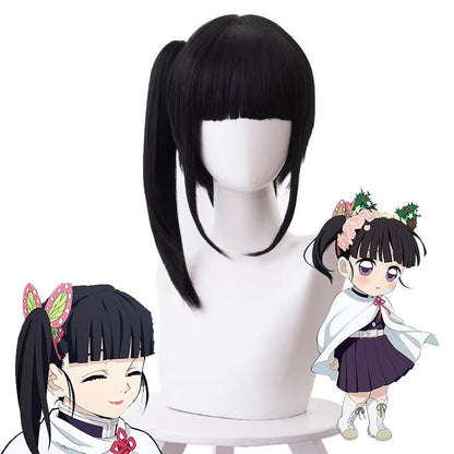 Demon Slayer Kimetsu no Yaiba Peruca Cosplay Kanao Tsuyuri Rabo de Cavalo Curto Fibra Sintética Resistente ao Calor Touca de Peruca Completa Anime