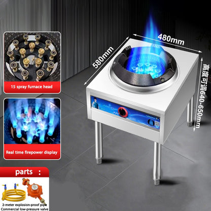 Fogão a Gás Liquefeito Comercial Fierce Fire Stove, Fogão de Bancada de Queimador Único para Restaurante com Economia de Energia e Proteção Contra Interrupção da Chama