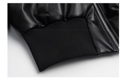 Mauroicardi Autumn Winter Short Thick Warm Black Pu Leather Jacket Men with Long Sleeve Zipper Casual Luxury Designer Clothes