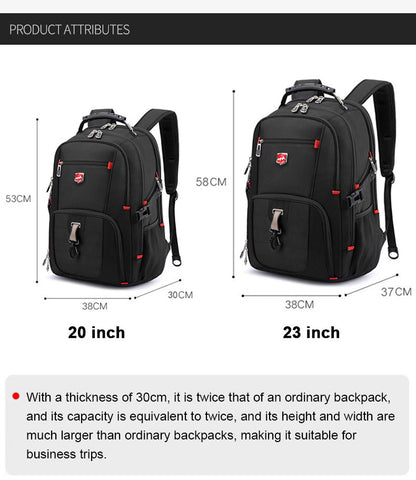 Waterproof 20 Inch Laptop Backpacks USB Charging School Bag Anti-theft Men Backpack Travel Backpack Male Mochila High Capacity