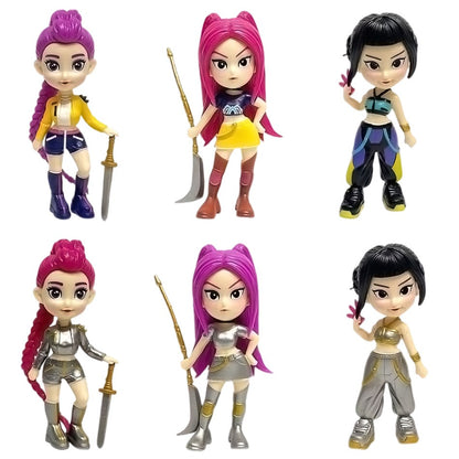 New 10cm 6pcs Random Blind Box Anime K-Pop D-emon H-unters Girl Group RUMI MIRA ZOEY Figure Action Pvc Models Toy Ornament Gifts