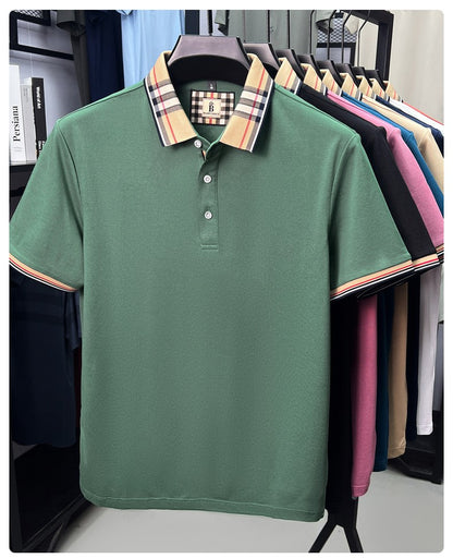 Luxury brand short sleeve polo shirt men fashion simple solid color summer new mercerized cotton breathable casual lapel T shirt