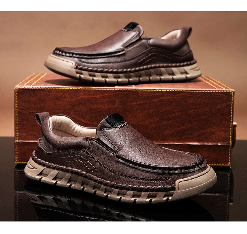 Men Handmade Genuine Leather Loafers Casual Comfortable High Quality Retro Business Shoes Spring and Autumn Men's Dress Shoes