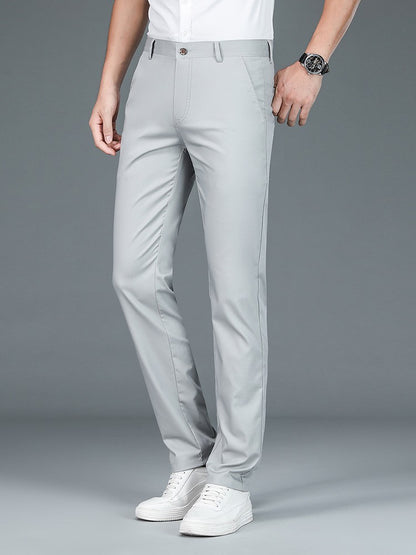 High Quality Luxury Straight Business Suit Pants Men Bamboo Fiber Designer Spring Summer Elegant Casual Long Formal Trouser Male