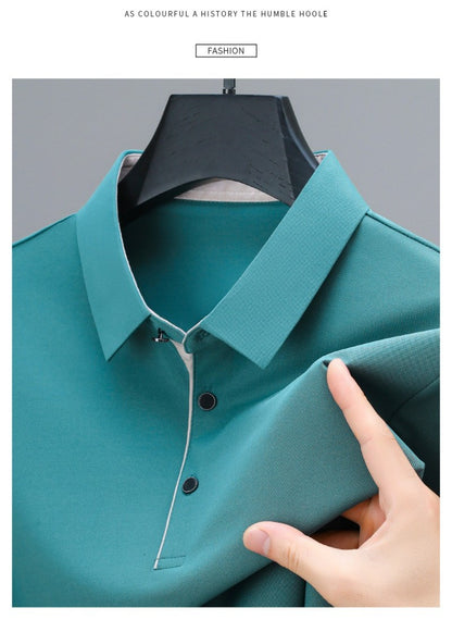 BROWON New Collection 2025 Golf Shirts Mens Short Sleeve Solid Color Turn Down Collar Business Plain Shirt for Man